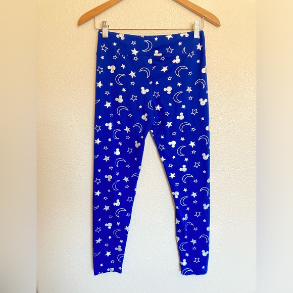 Disney Blue Silver Mickey Sorcerer Wishes Come True Leggings Size Small - Picture 3 of 7
